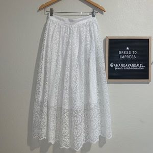 White Floral Midi Skirt
